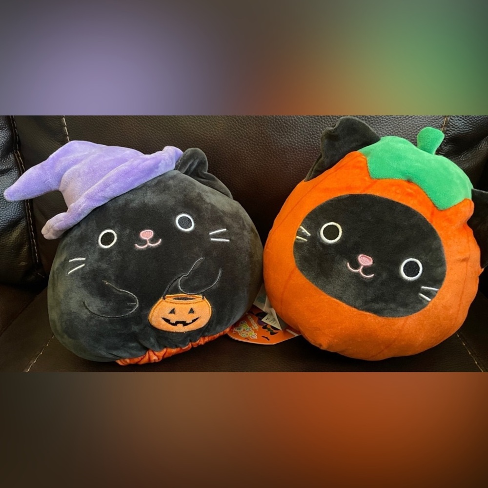 NWT 8” Calio the Cat Wearing Pumpkin Costume&Wearing Witch’s Costume Flipamallow